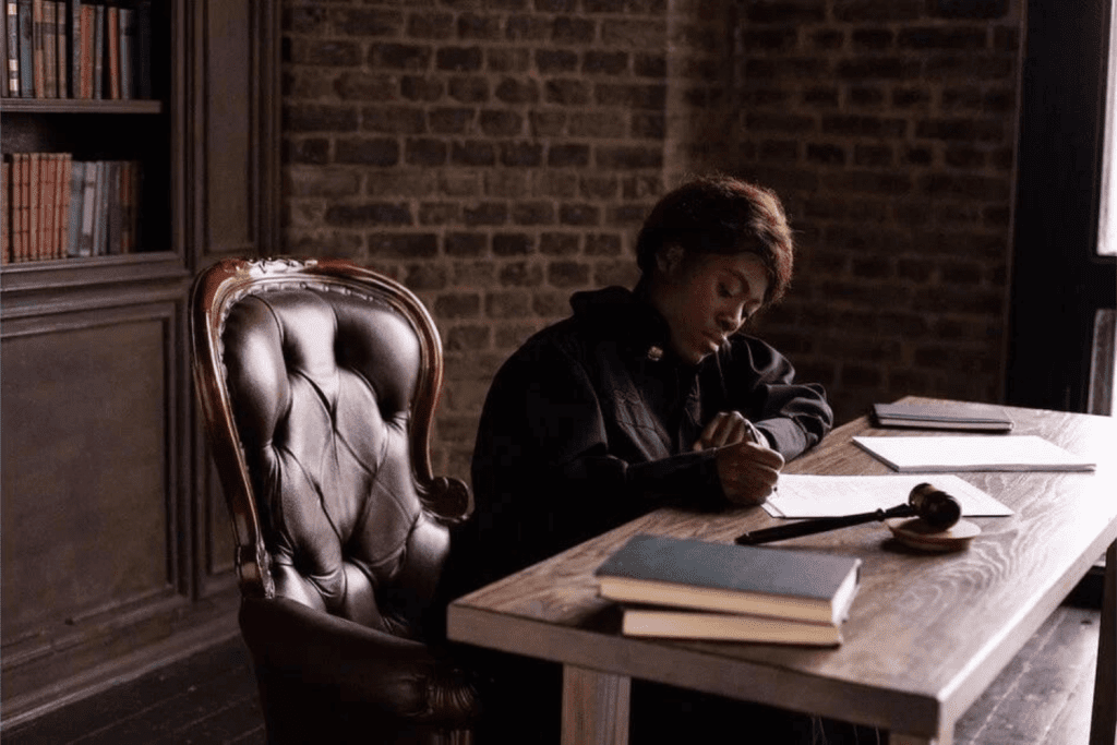 a person sitting at a desk